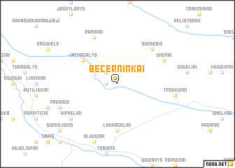 map of Bečerninkai