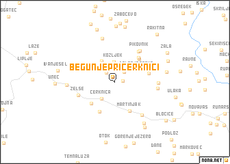 map of Begunje pri Cerknici