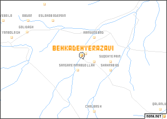 map of Behkadeh-ye Raẕavī