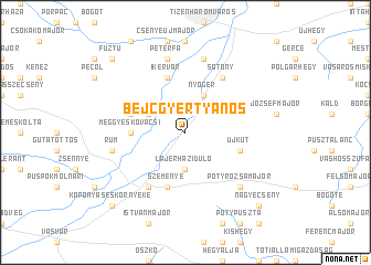map of Bejcgyertyános