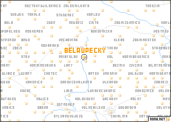 map of Bělá u Pecky