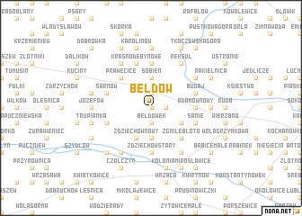 map of Bełdów