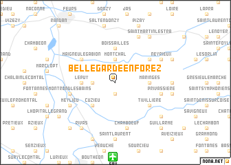 map of Bellegarde-en-Forez