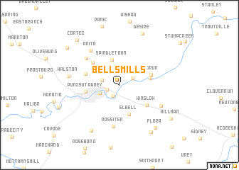 map of Bells Mills