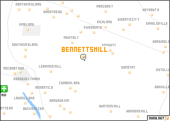 map of Bennetts Mill