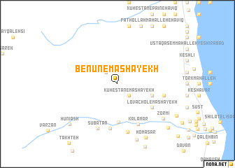 map of Benūn-e Mashāyekh