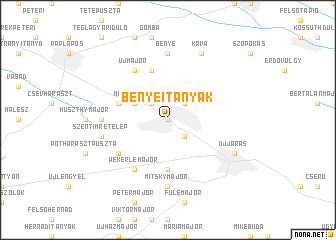 map of Bényeitanyák