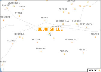 map of Bevansville