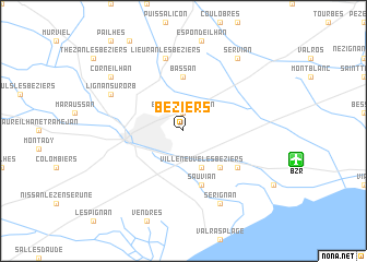 map of Béziers
