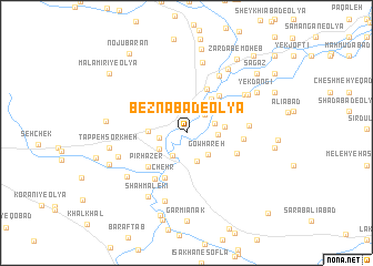 map of Beznābād-e ‘Olyā