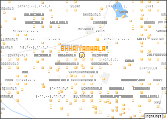 map of Bhhāīyānwāla