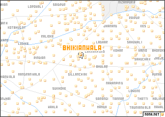 map of Bhikiānwāla