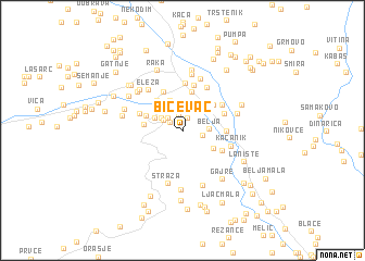 map of Bičevac