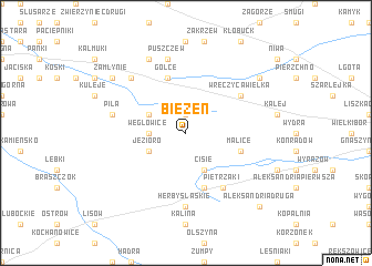 map of Bieżeń