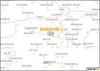 map of Bikavėnai