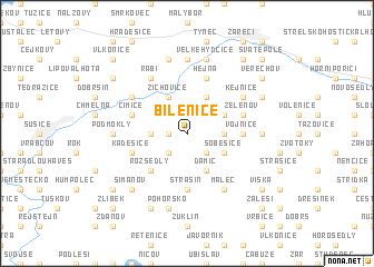 map of Bílenice