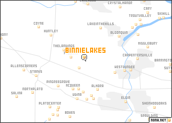 map of Binnie Lakes