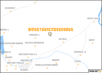 map of Birdstown Crossroads