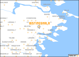 map of Bistingsmåla