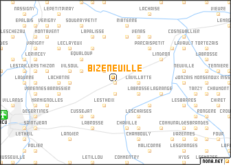 map of Bizeneuille