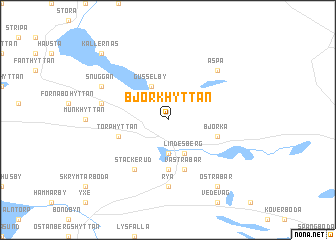 map of Björkhyttan
