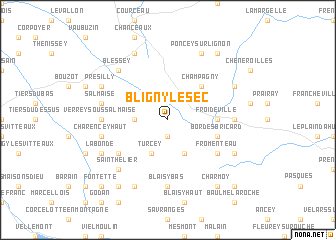 map of Bligny-le-Sec