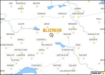 map of Bļizņeva