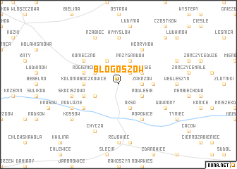 map of Błogoszów