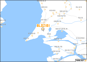 map of Bložiai