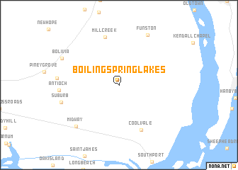 map of Boiling Spring Lakes