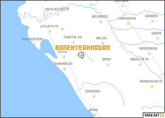 map of Boneh-ye Aḩmadān