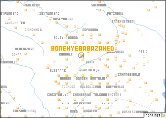 map of Boneh-ye Bābā Zāhed