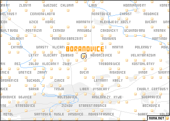 map of Bořanovice