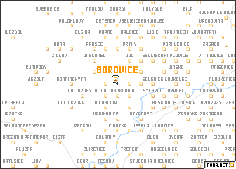 map of Borovice