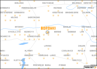 map of Borówki