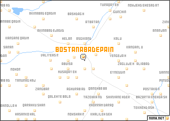 map of Bostānābād-e Pāʼīn