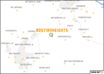map of Bostian Heights