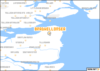 map of Bradwell on Sea