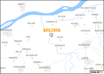 map of Brežane