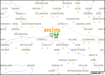 map of Brézins