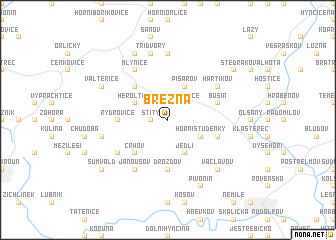 map of Březná