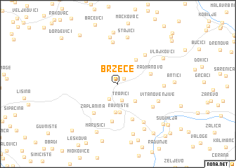 map of Brzeće
