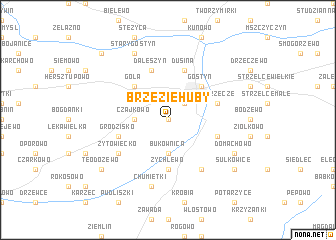 map of Brzezie Huby