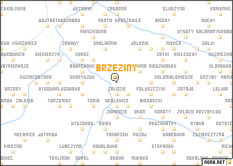 map of Brzeziny