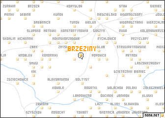 map of Brzeziny