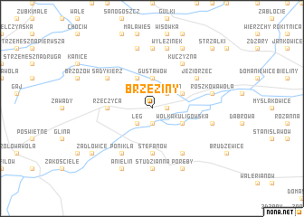 map of Brzeziny