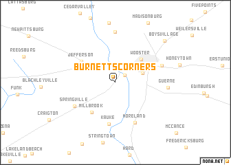 map of Burnetts Corners