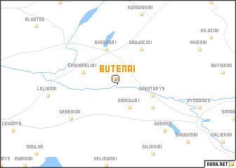 map of Butėnai