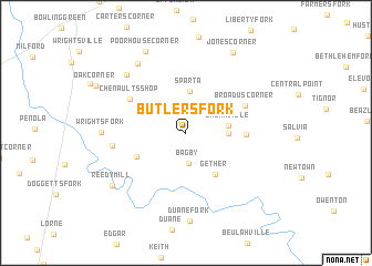 map of Butlers Fork