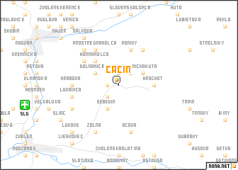 map of Čačín